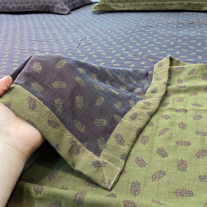 Retro Floral Cotton Reversible Sheet Bedspread - image 9