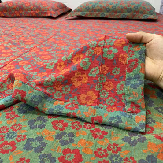 Pastoral Floral Cotton Reversible Sheet Bedspread - image 1