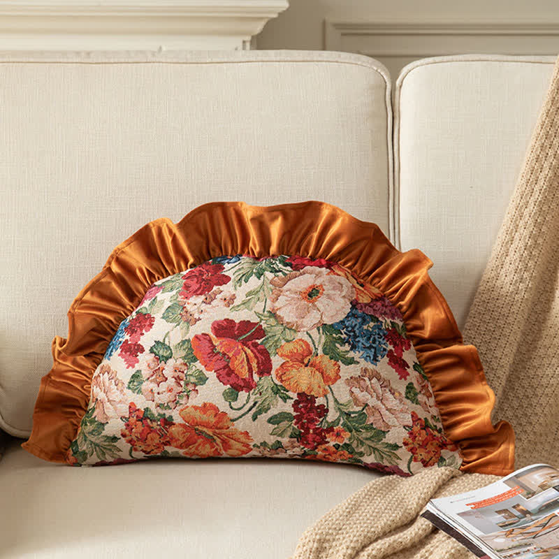Country Style Floral Ruffled Throw Pillow - Orange - Pillow - 25" x 15" - image 8