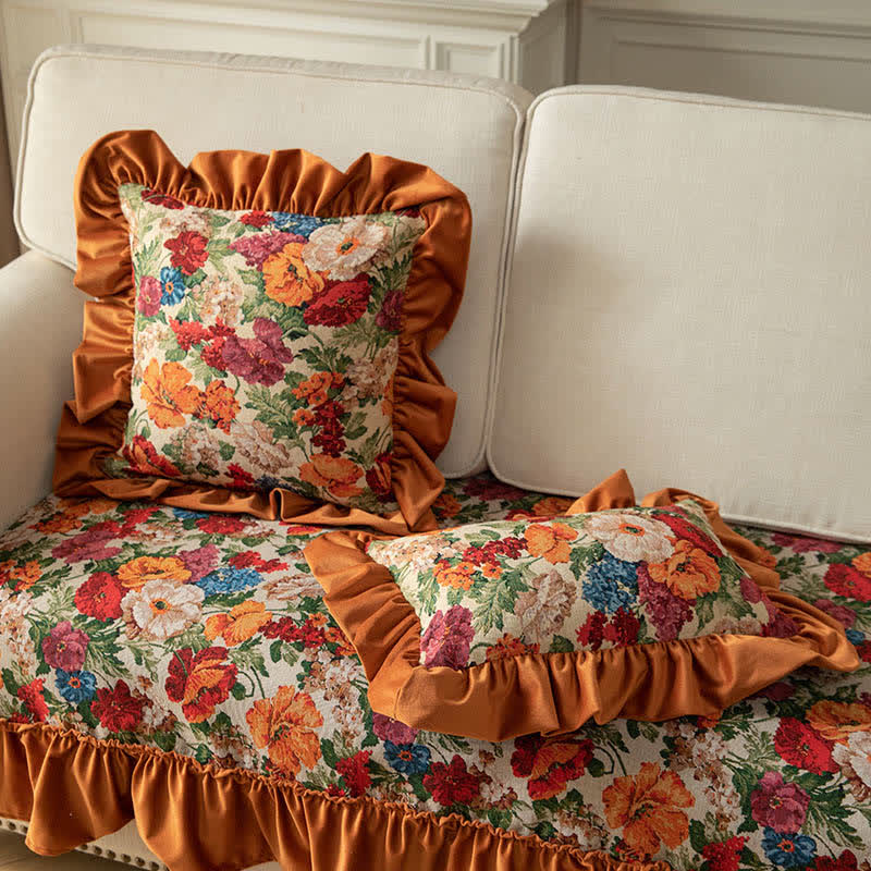 Country Style Floral Ruffled Throw Pillow - image 3