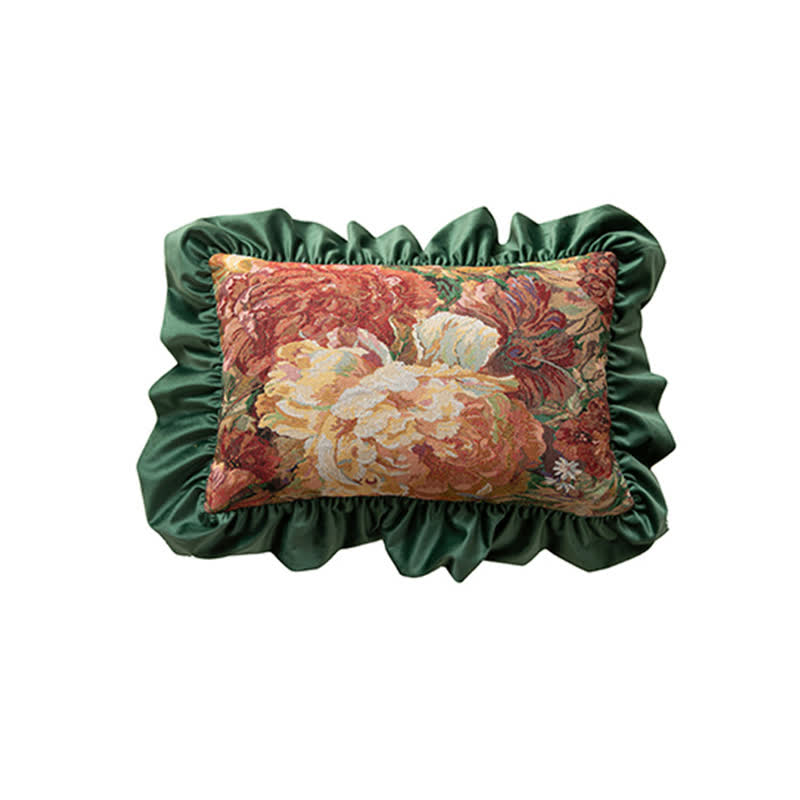 Oil Painting Peony Ruffled Throw Pillow - image 10