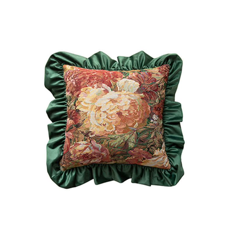 Oil Painting Peony Ruffled Throw Pillow - image 9