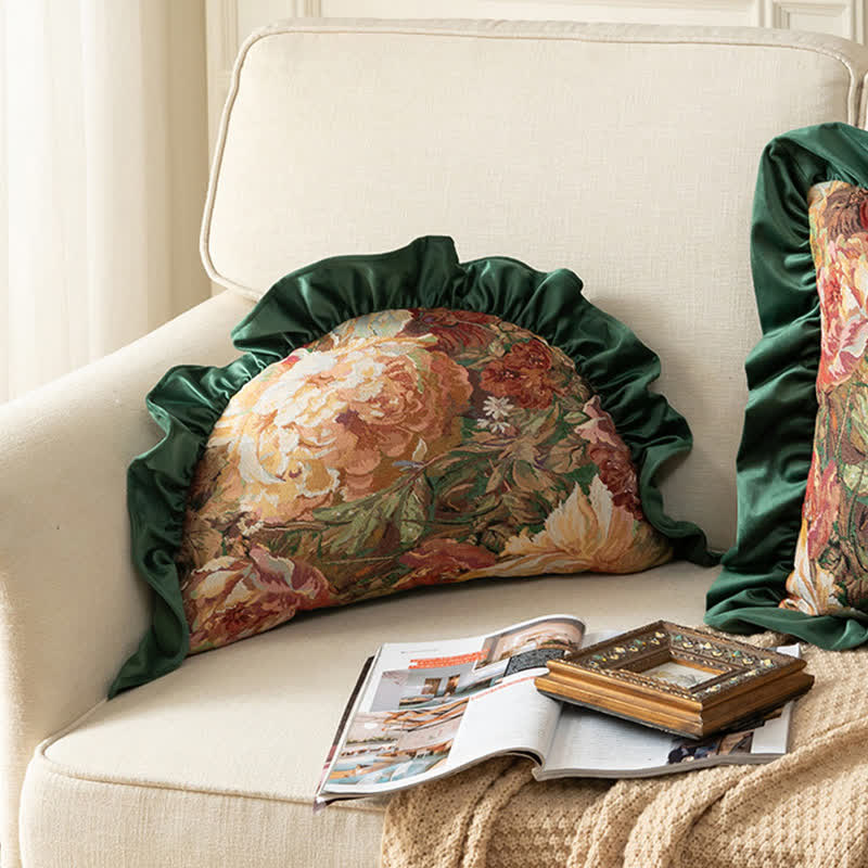 Oil Painting Peony Ruffled Throw Pillow - image 8