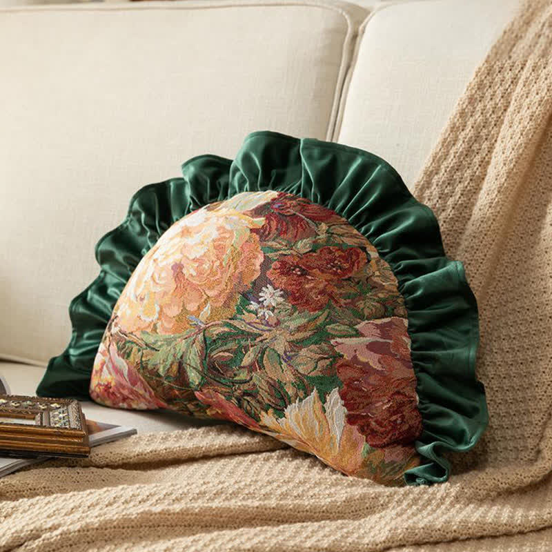 Oil Painting Peony Ruffled Throw Pillow - image 7