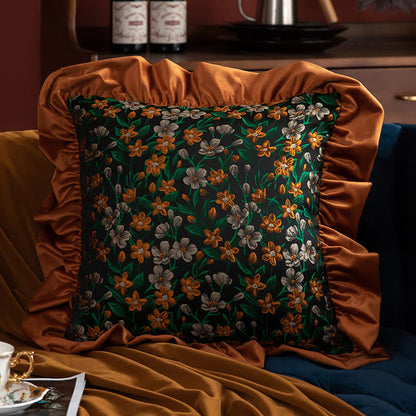 Retro Floral Leaf Ruffled Throw Pillow - Pillowcase - 19" x 19" - image 4