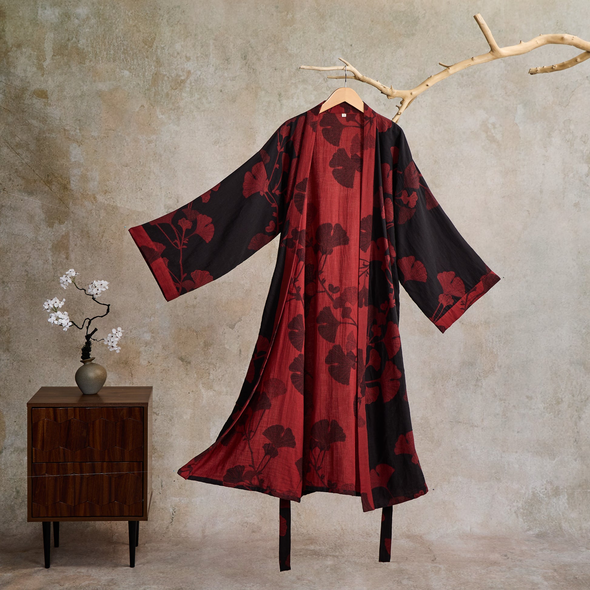 Ownkoti Large Ginkgo Leaf Cotton Kimono Robe - image 20