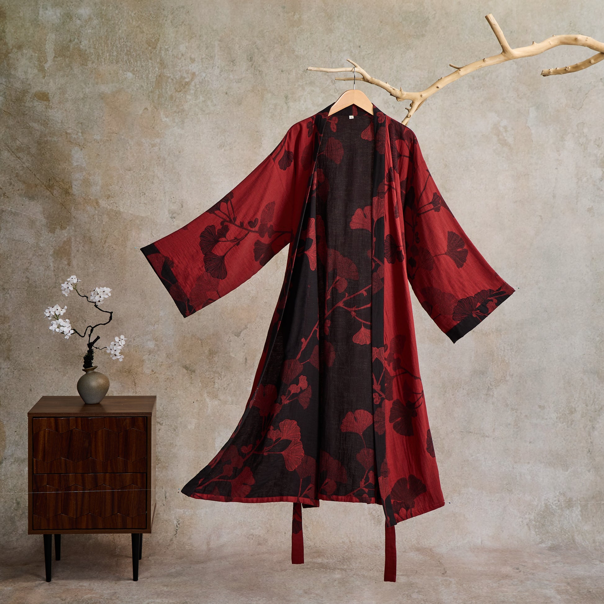 Ownkoti Large Ginkgo Leaf Cotton Kimono Robe - image 19