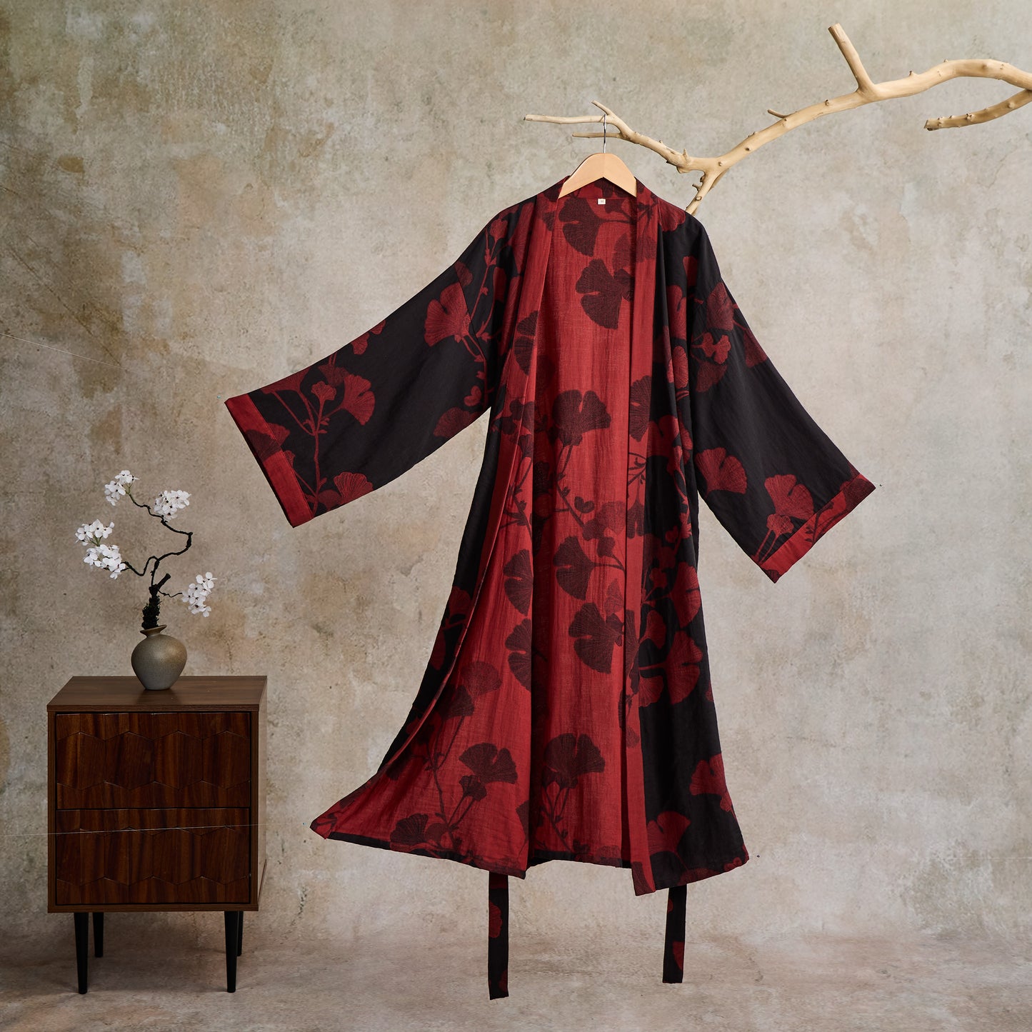 Ownkoti Large Ginkgo Leaf Cotton Kimono Robe - image 19