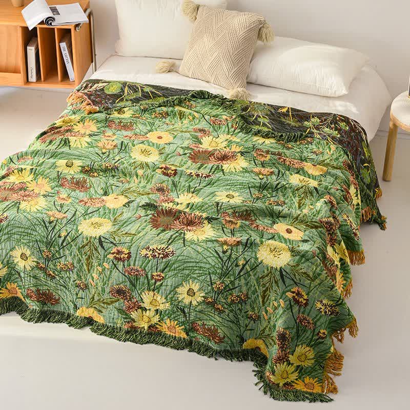 Meadow Daisy Cotton Gauze Tassel Blanket - image 2