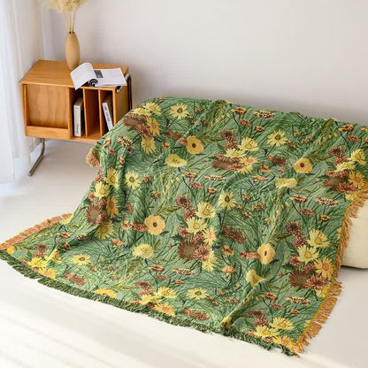 Meadow Daisy Cotton Gauze Tassel Blanket - 90"W x 98"L - image 0