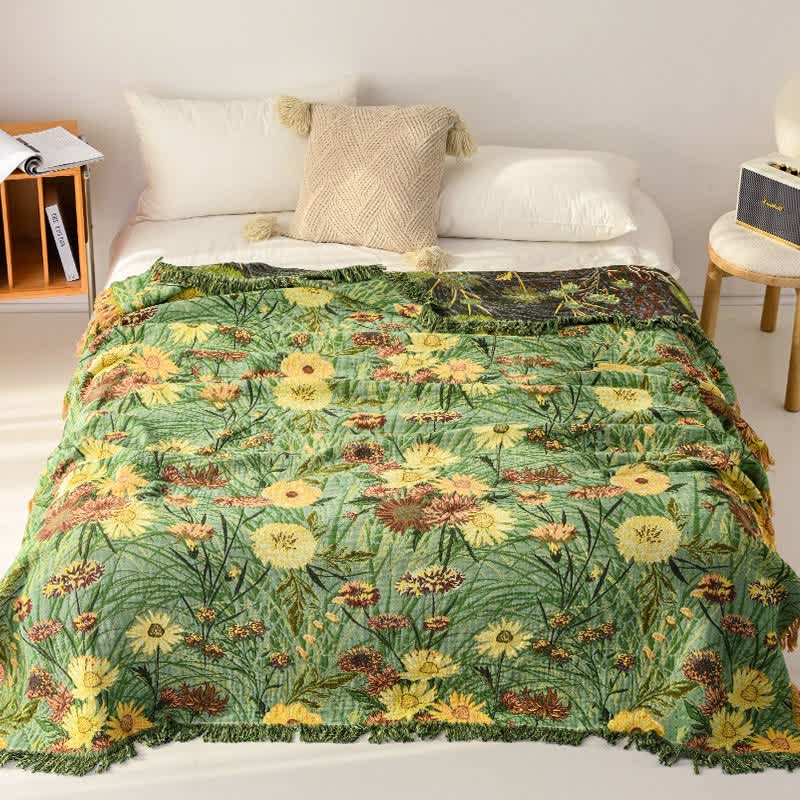 Meadow Daisy Cotton Gauze Tassel Blanket - image 1
