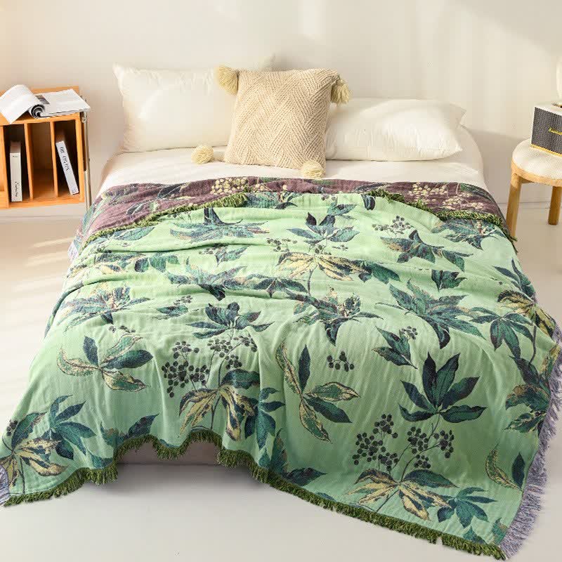 Botanical Leaf & Berry Cotton Gauze Blanket - image 1