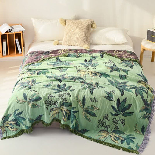 Botanical Leaf & Berry Cotton Gauze Blanket - image 1
