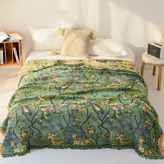 Artistic Woodland Bird Cotton Gauze Blanket - image 1