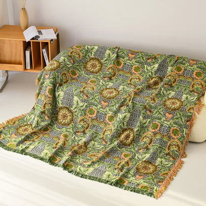 Garden-Inspired Floral Cotton Gauze Tassel Blanket - 90"W x 98"L - image 0