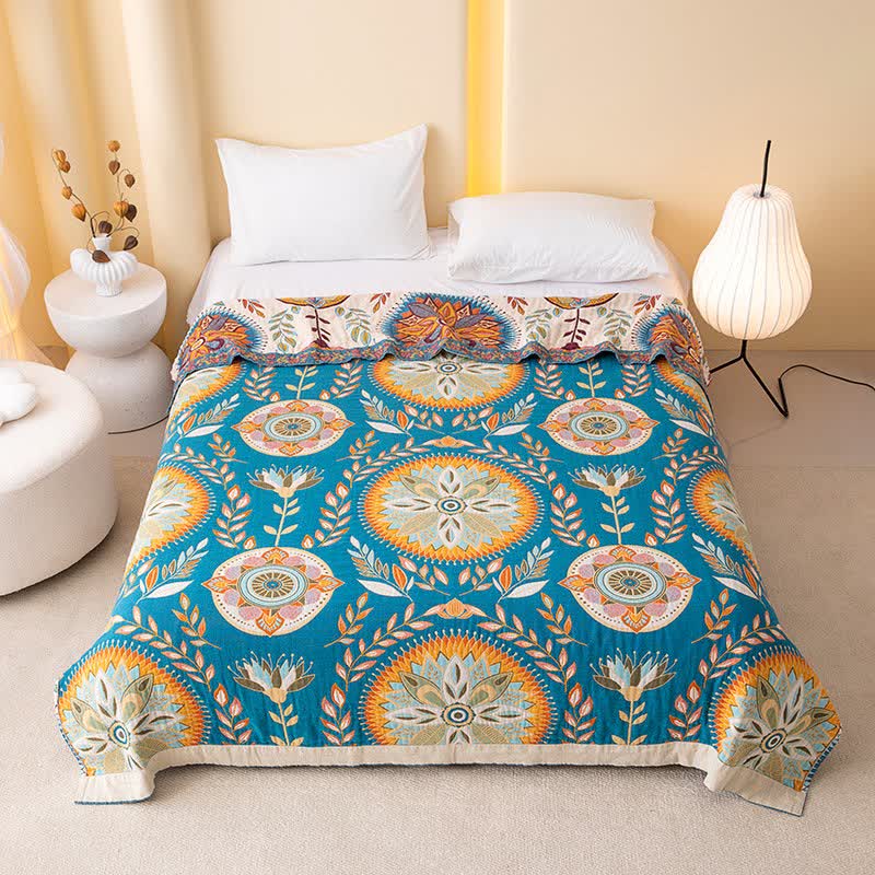 Exotic Pattern Leaf Cotton Gauze Blanket - image 2