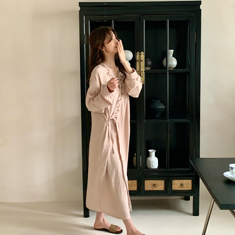 Relaxed Kimono Style Long SLeeve Nightgown - image 1