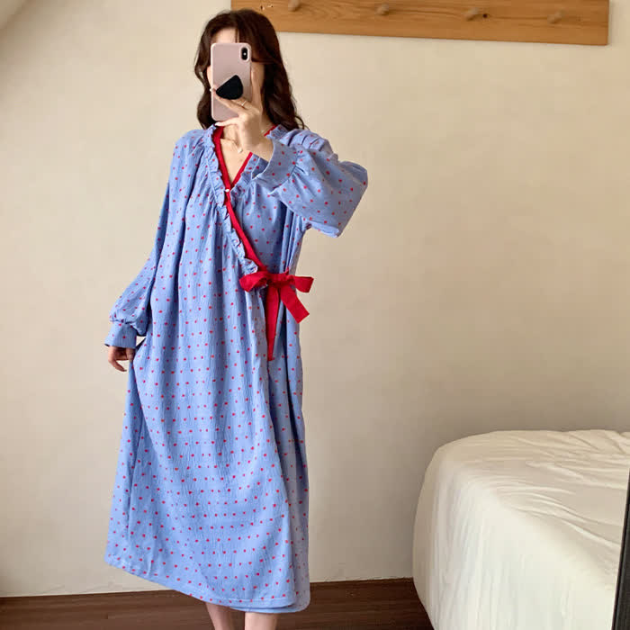 Pomegranate Print Kimono Style Nightgown - image 2