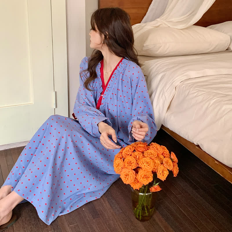 Pomegranate Print Kimono Style Nightgown - image 4