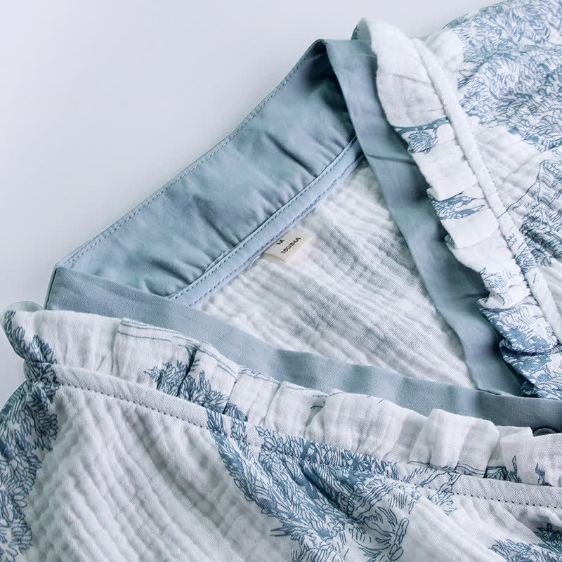 Ruffled Neck Landscape Loungewear Set - image 1