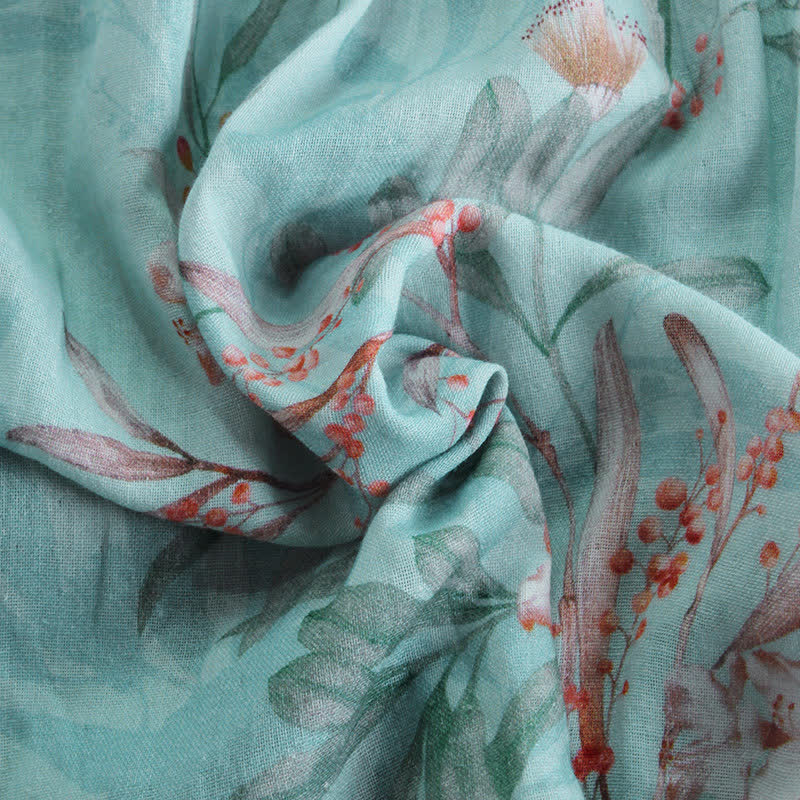 Ruffled Neck Oriental Floral Cotton Loungewear - image 4