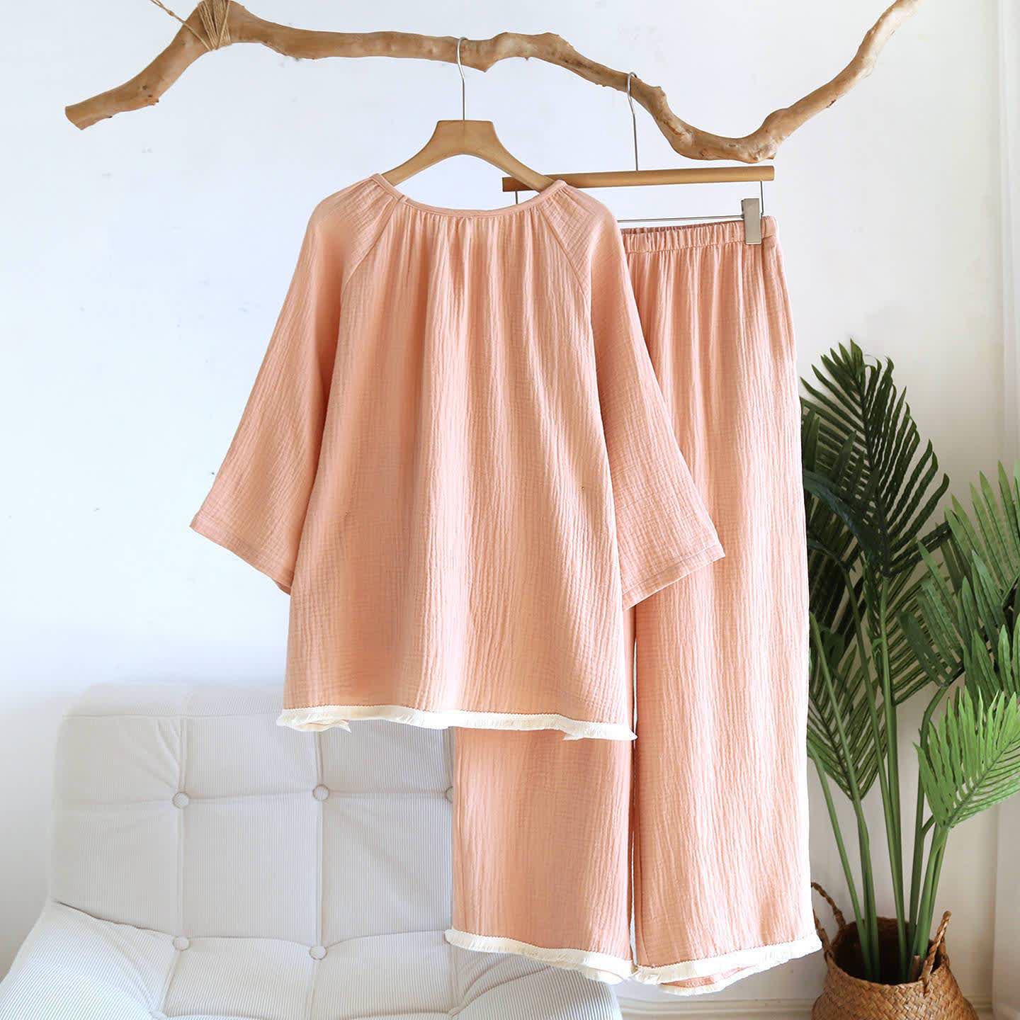 Minimalist Solid Color Cotton Loungewear Set - image 6
