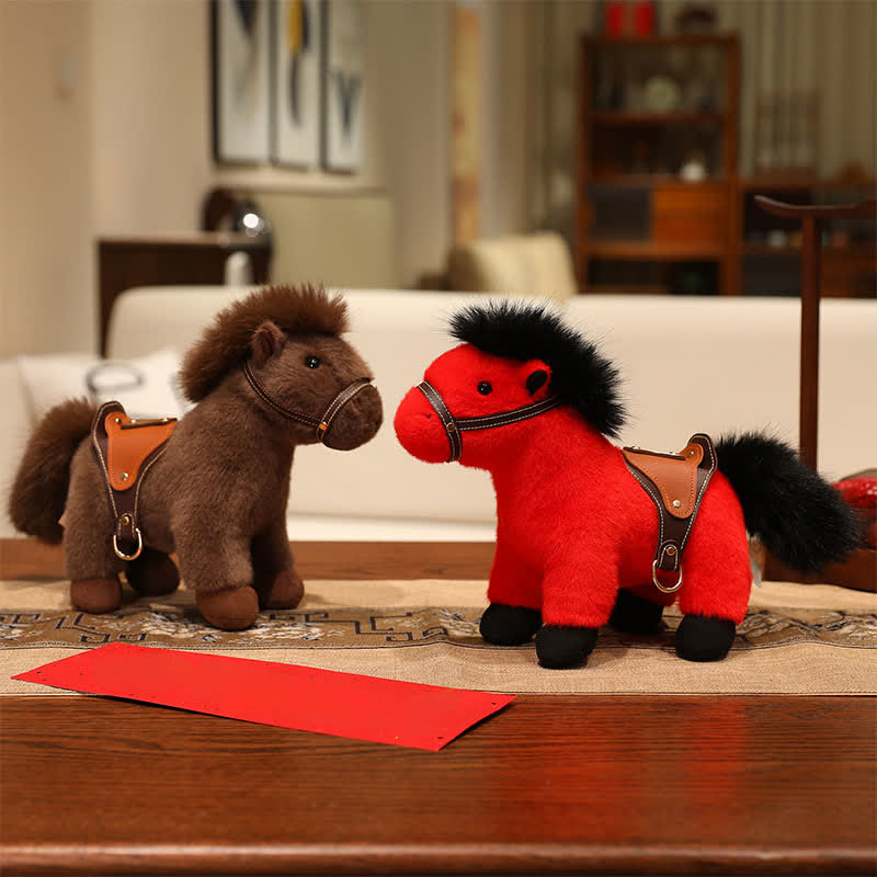 Realistic Stuffed Pony with Faux Leather Saddle - image 3