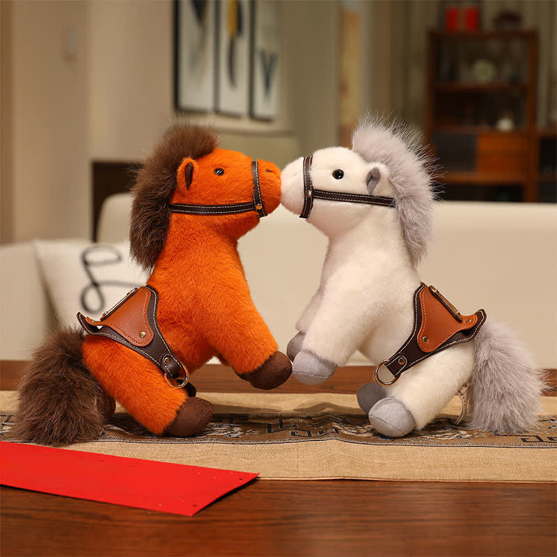 Realistic Stuffed Pony with Faux Leather Saddle - image 2