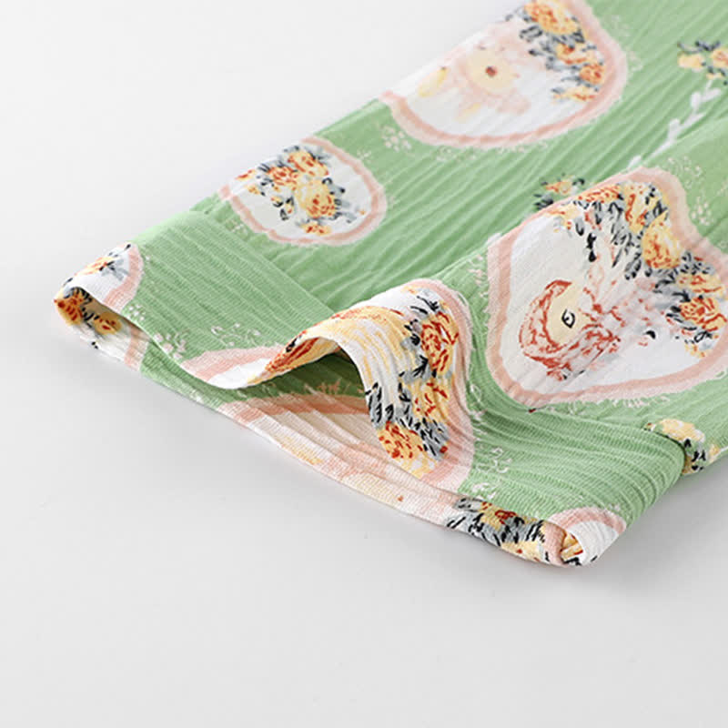 Medallion Floral Kimono Style Ruffled Nightgown - image 2