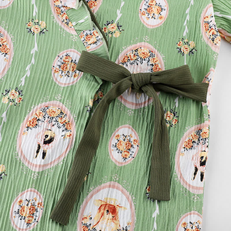 Medallion Floral Kimono Style Ruffled Nightgown - image 3