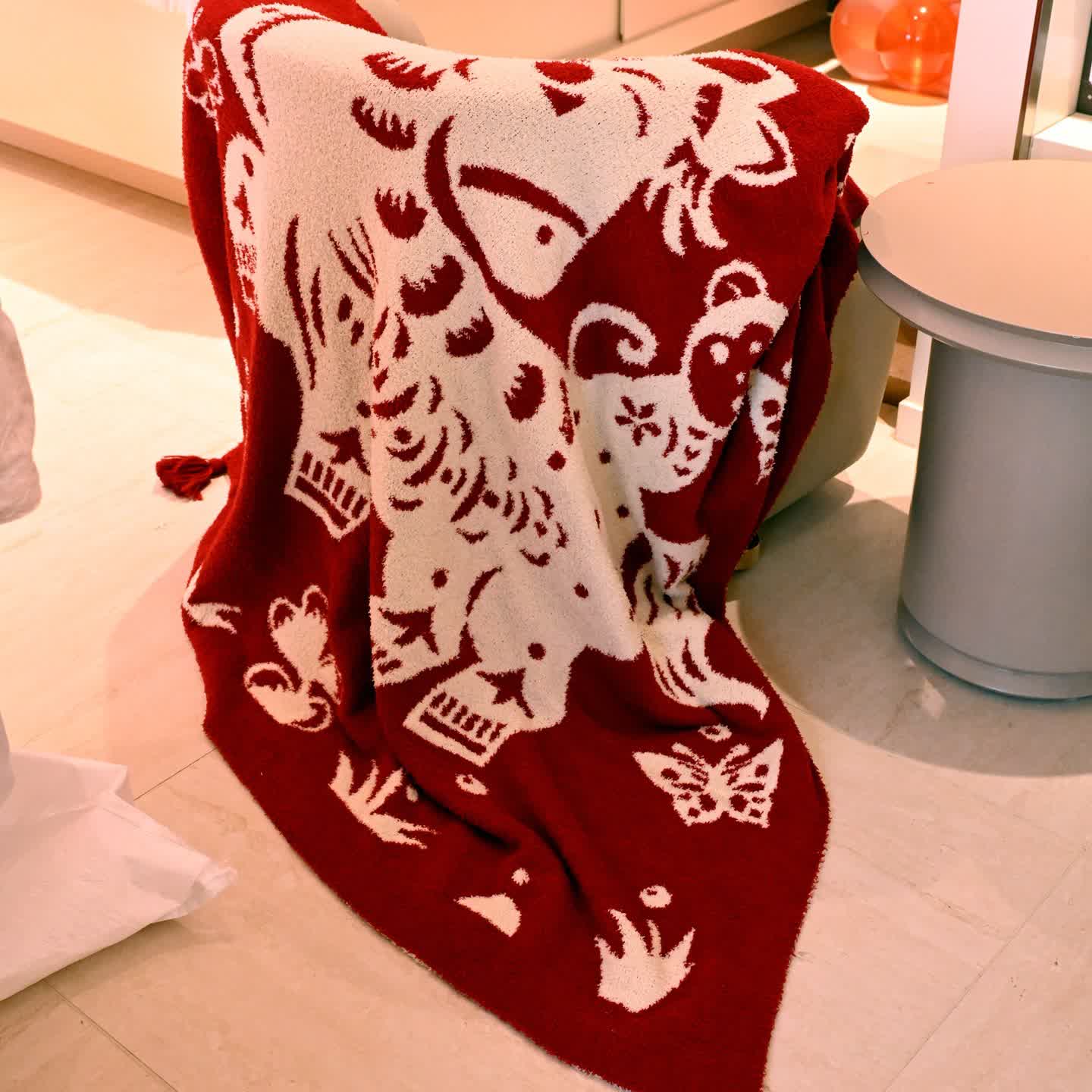 Festive Horse Pattern Double-Sided Blanket - image 4