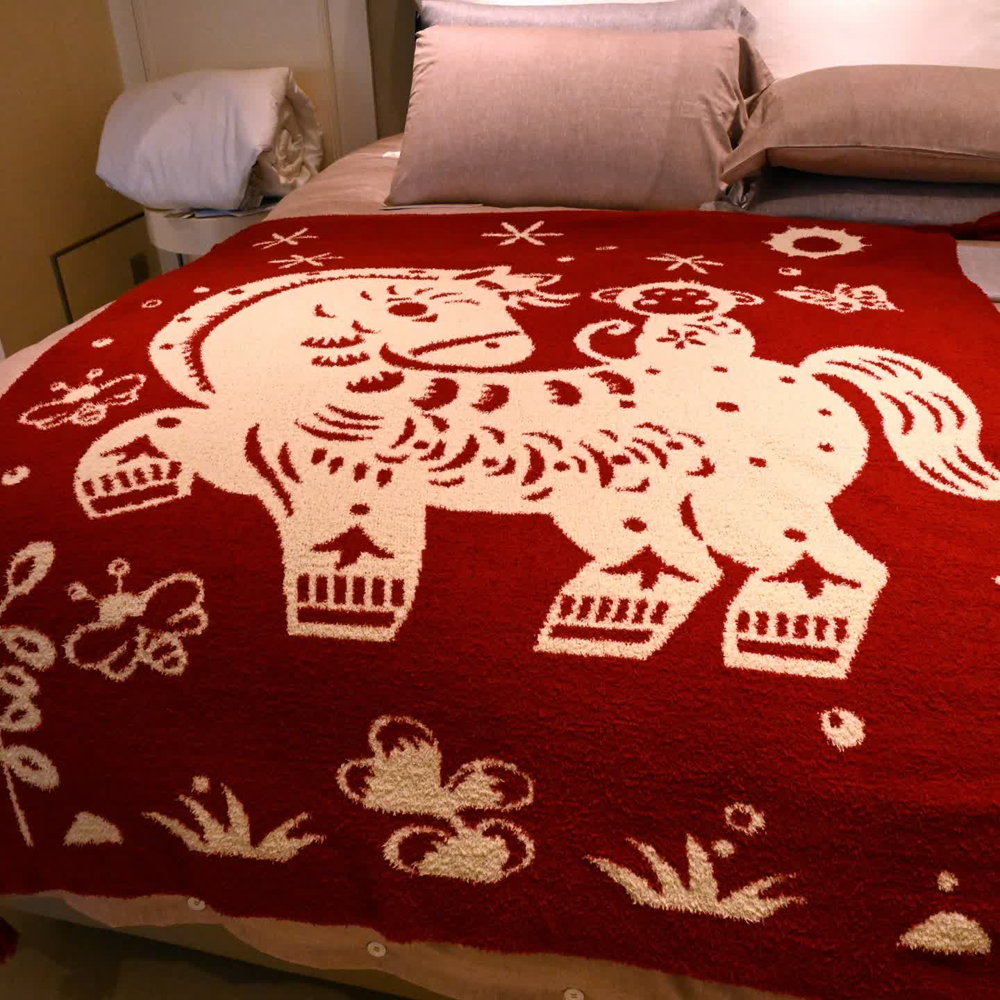 Festive Horse Pattern Double-Sided Blanket - image 2