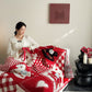 Festive Red & White Patchwork Throw Blanket - image 2