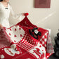 Festive Red & White Patchwork Throw Blanket - image 3