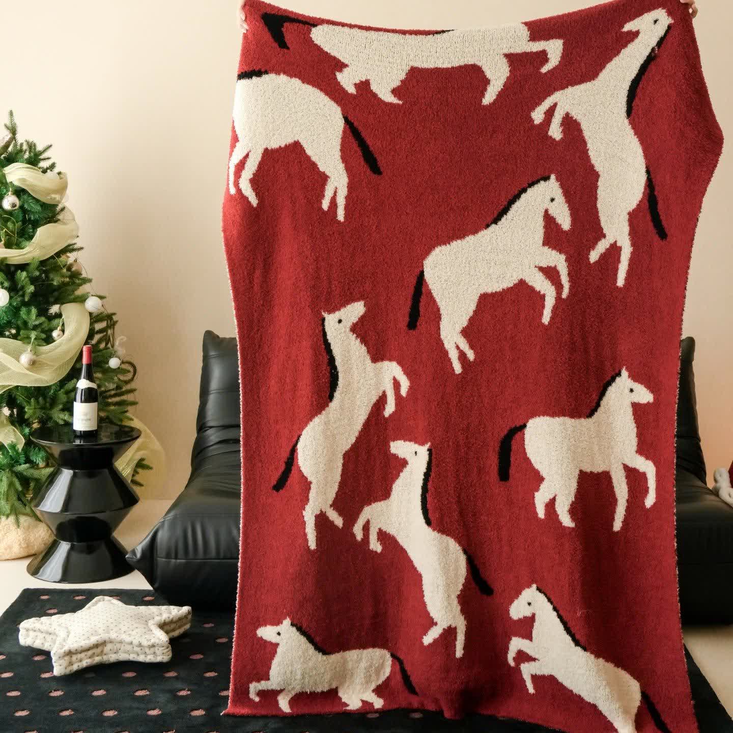 Artistic Equestrian Silhouette Throw Blanket - image 1