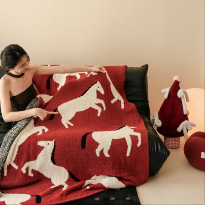 Artistic Equestrian Silhouette Throw Blanket - 51"W x 67"L - image 0