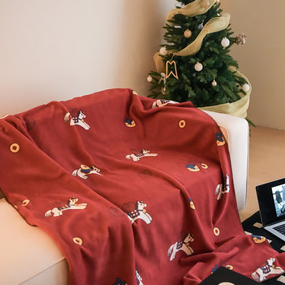 Faux Wool Trojan Horse Reversible Throw Blanket - 79"W x 90"L - image 0