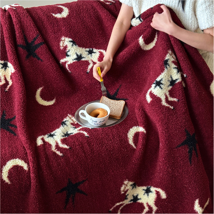 Festive Year of the Horse Knitted Throw Blanket - image 6