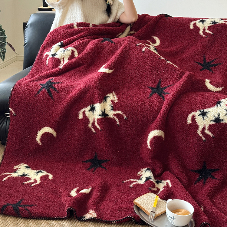 Festive Year of the Horse Knitted Throw Blanket - image 8