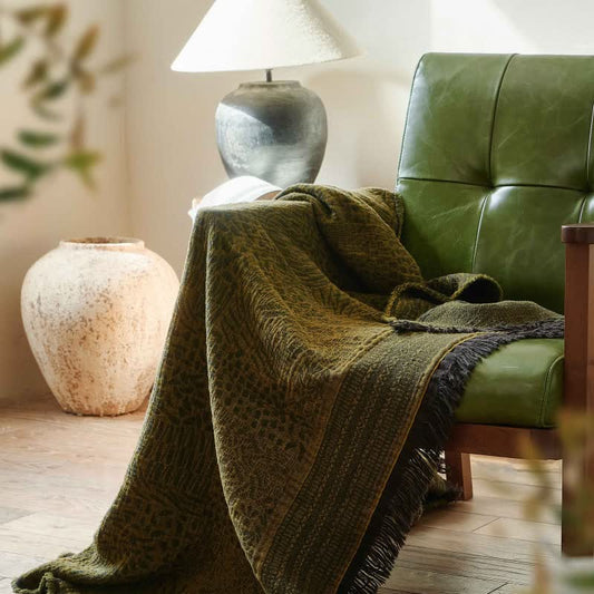 Retro Style Cotton Tassel Blanket - image 1