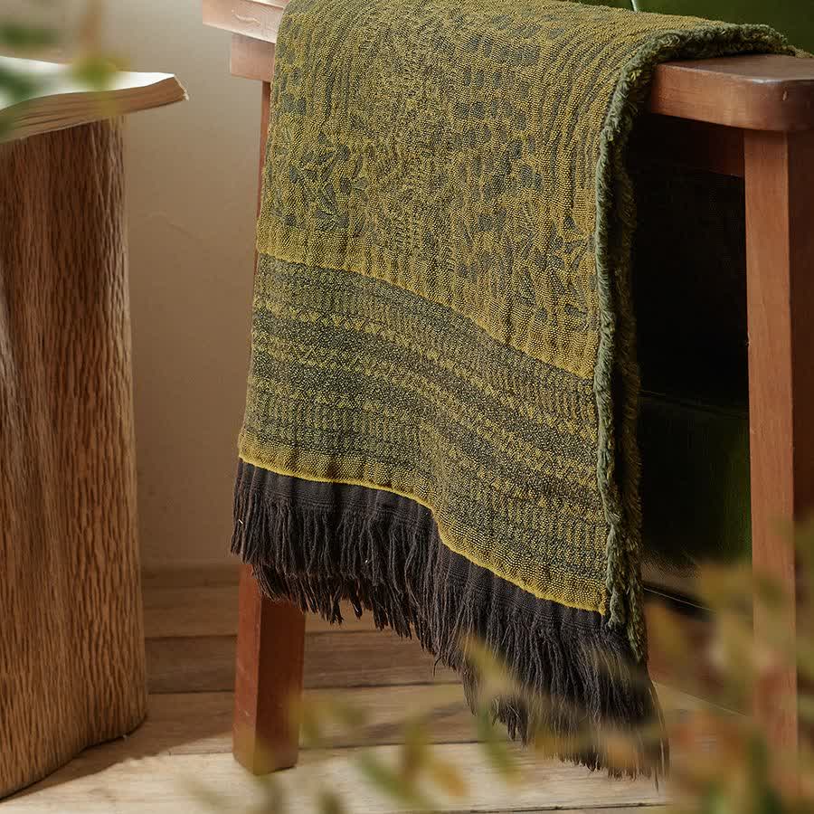 Retro Style Cotton Tassel Blanket - image 5
