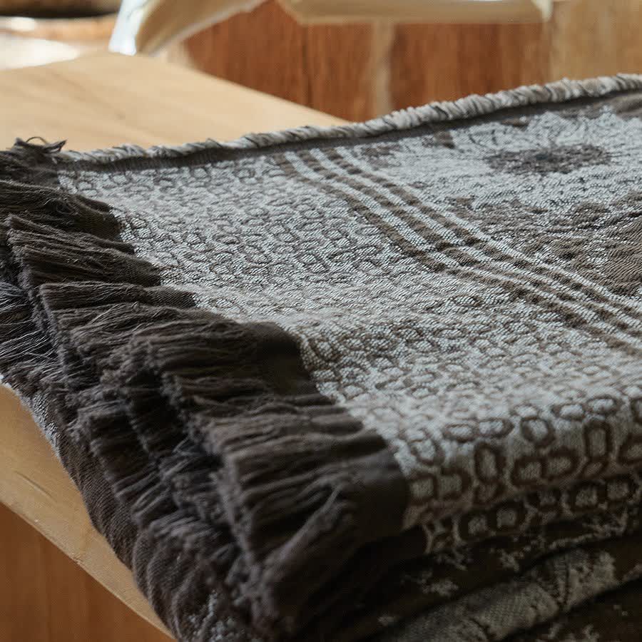 Vintage Sunflower Pure Cotton Tassel Blanket - image 5