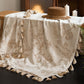 Elegant Floral Jacquard Cotton Linen Blanket - image 3