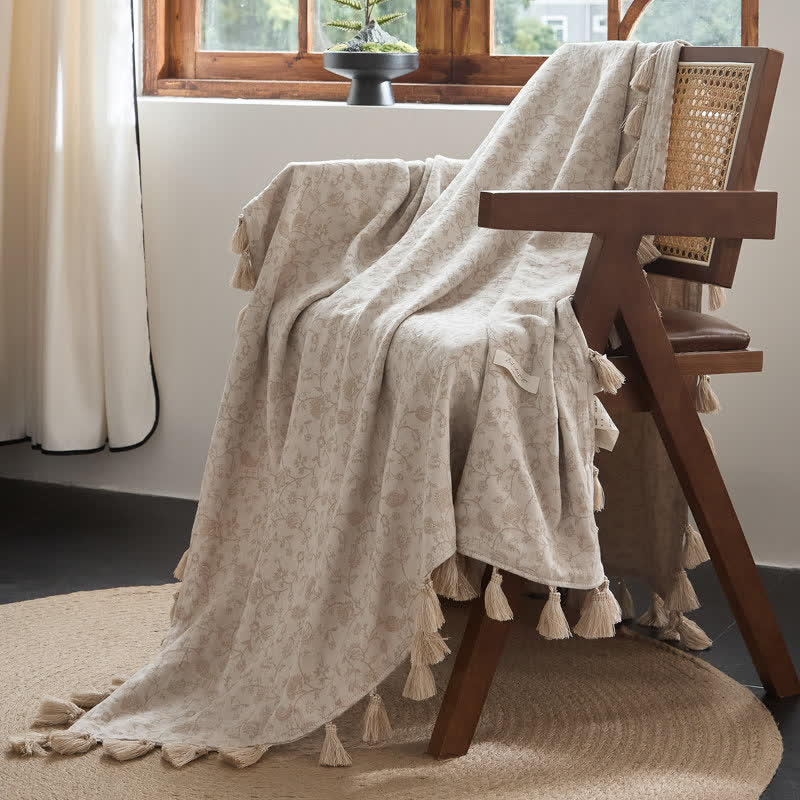 Country Vine Jacquard Cotton Linen Blanket - image 1