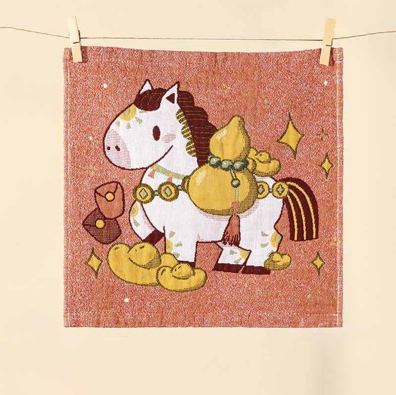 Cartoon Horse Cotton Gauze Square Towel - image 4
