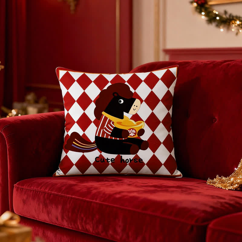 Cute Cartoon Pony Square Pillow Cover - image 3