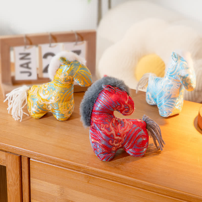 Retro Horse Zodiac Mascot Decor - Set (Red & Blue & Yellow) - 3PCS - 2.16"W x 4.92"L x 5.51"H - image 0