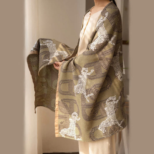 Horse & Geometric Pattern Cotton Bath Towel - image 1