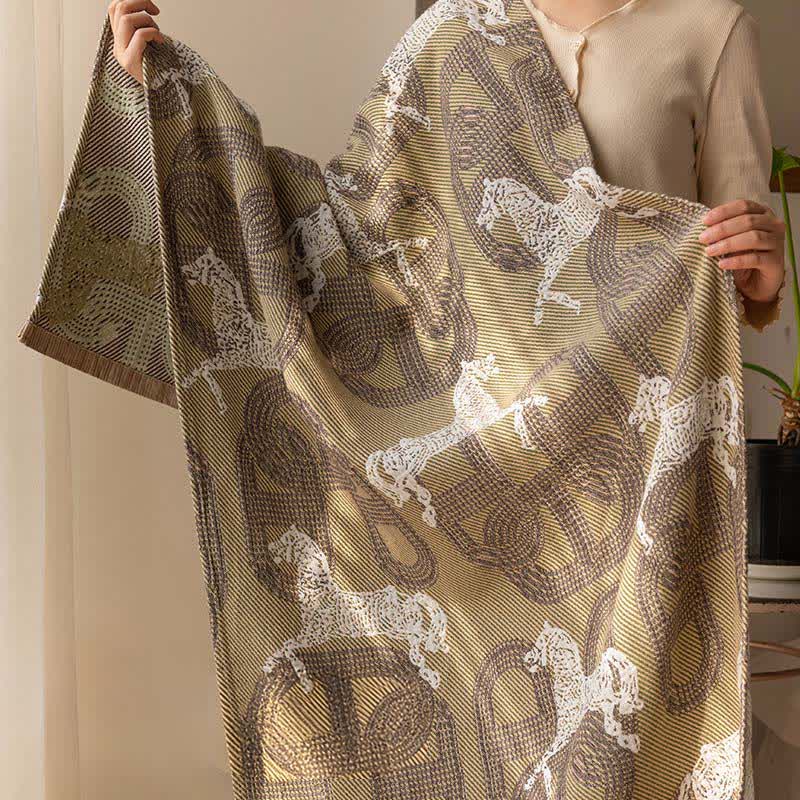 Horse & Geometric Pattern Cotton Bath Towel - image 3