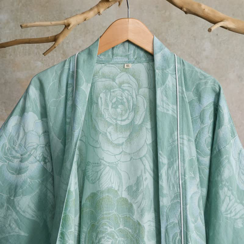 Luxurious Peony Pure Cotton Kimono Robe - image 3
